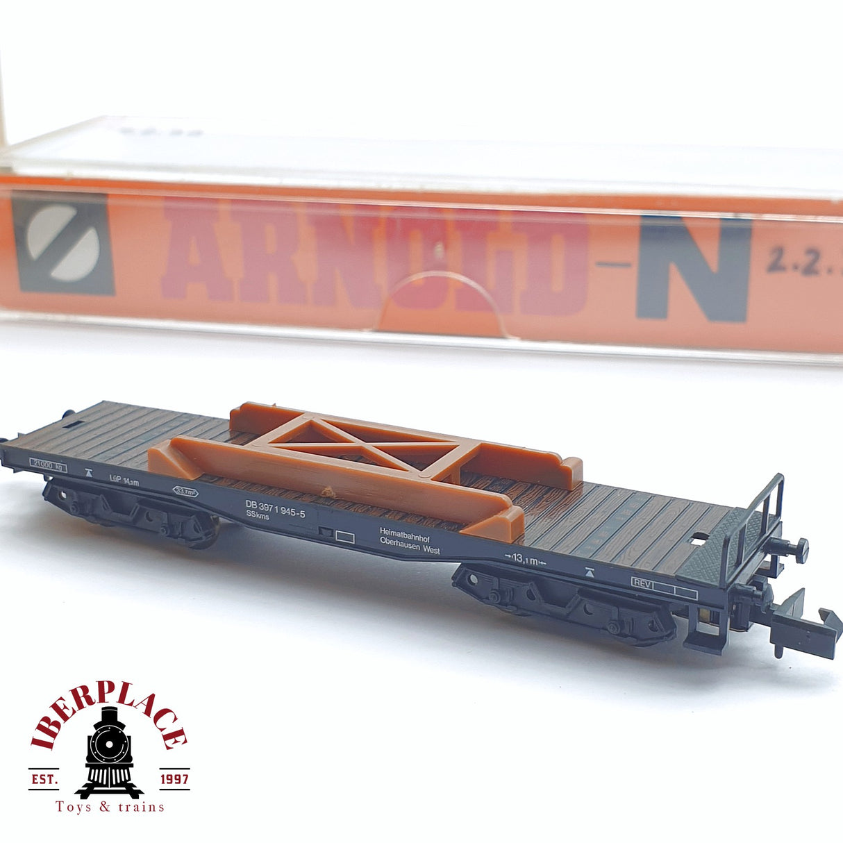 ♻️ 2 mano - Arnold 4970 vagón plataforma DB N escala 1:160 TEN03