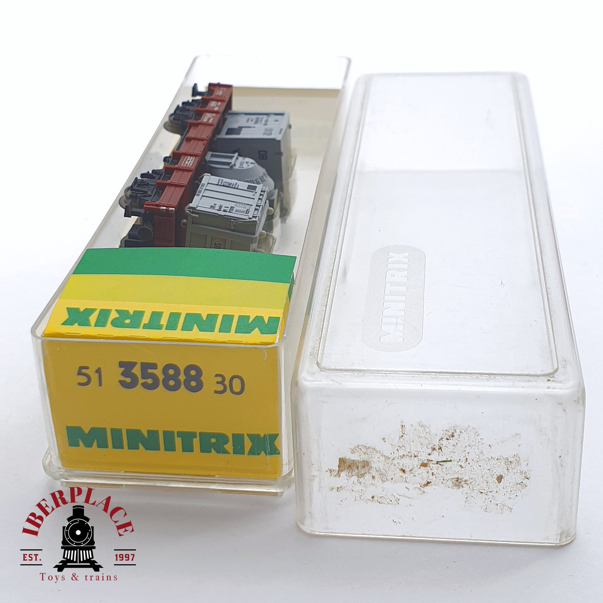 ♻️ 2 mano - Minitrix 51 3588 30 vagón plataforma DB N escala 1:160 TEN03