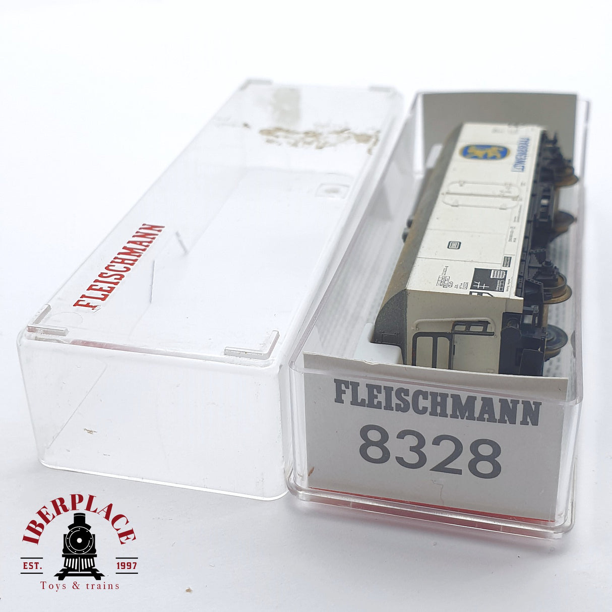 ♻️ 2 mano - Fleischmann 8328 vagón cerrado Löwenbräu DB N escala 1:160 TEN03