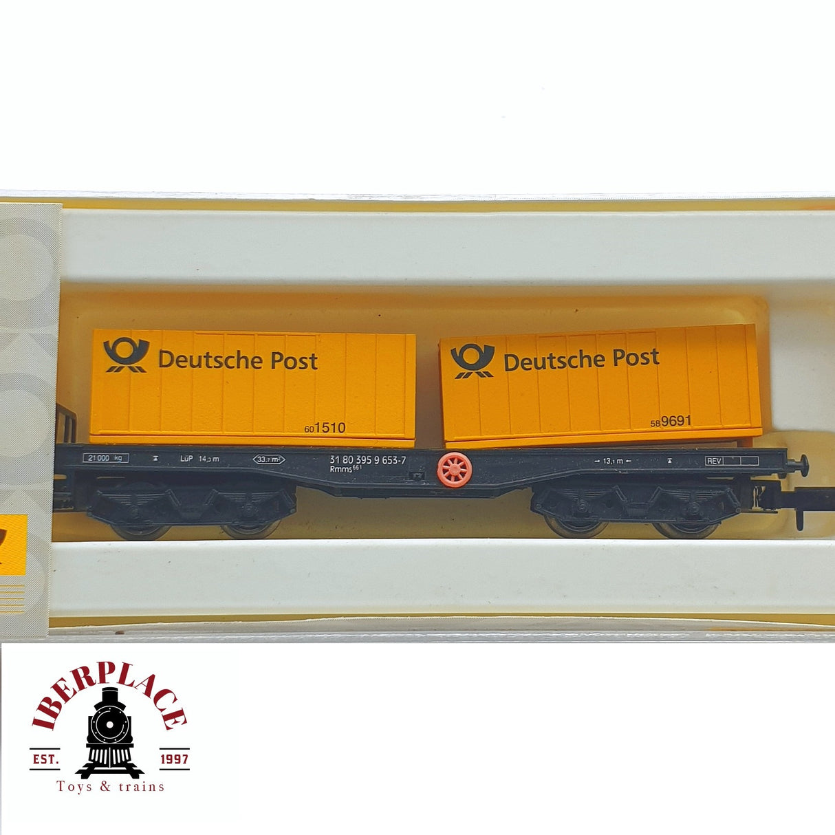 ♻️ 2 mano - Arnold 4342 vagón contenedores DBP N escala 1:160 TEN04