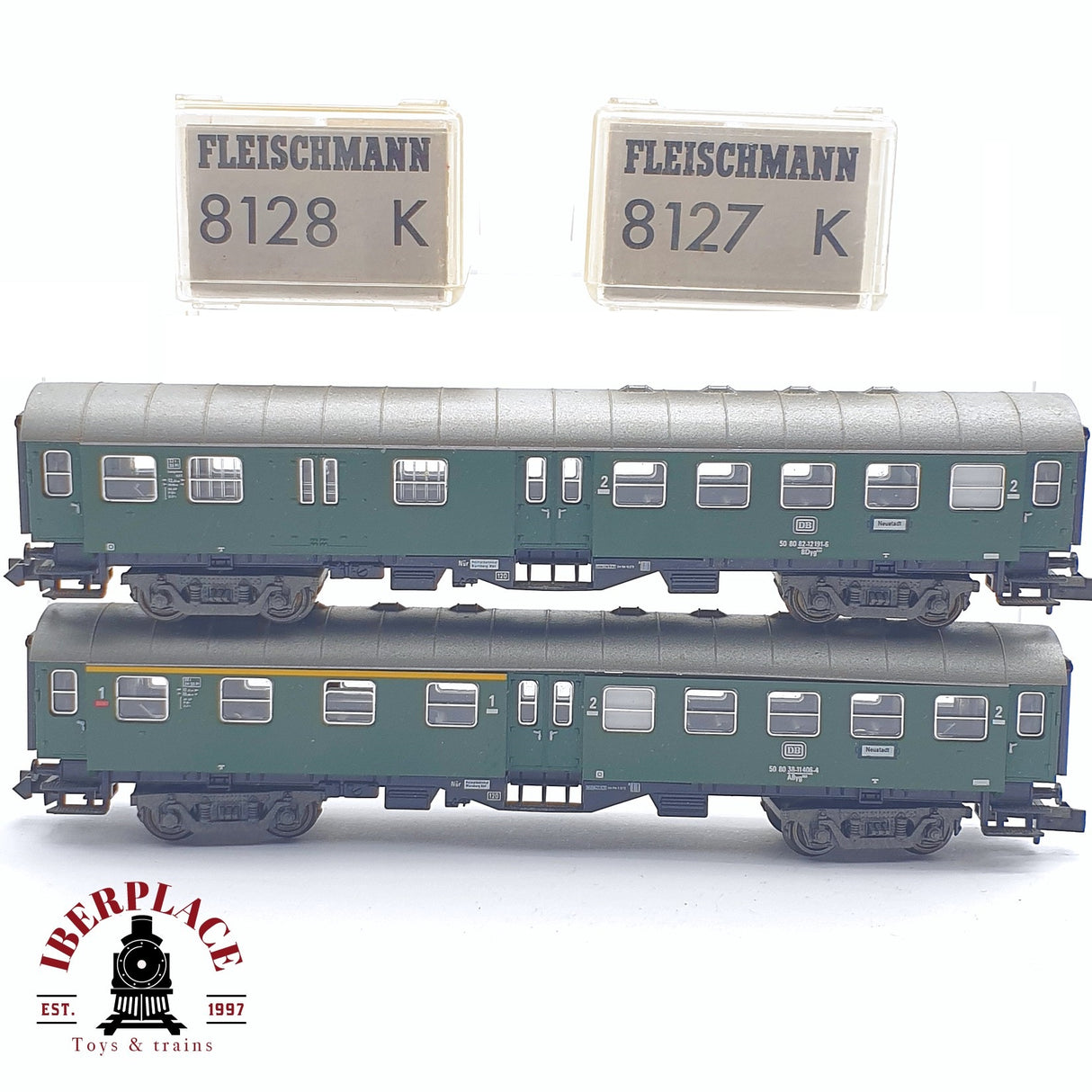 ♻️ 2 mano - Fleischmann 2x vagones pasajeros DB clase 2 N escala 1:160 TEN04