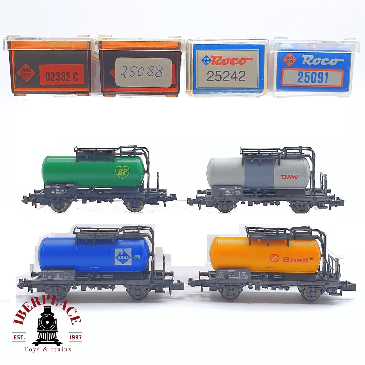 ♻️ 2 mano - Roco 4x vagones cisterna Aral shell OMW BP N escala 1:160 TEN04