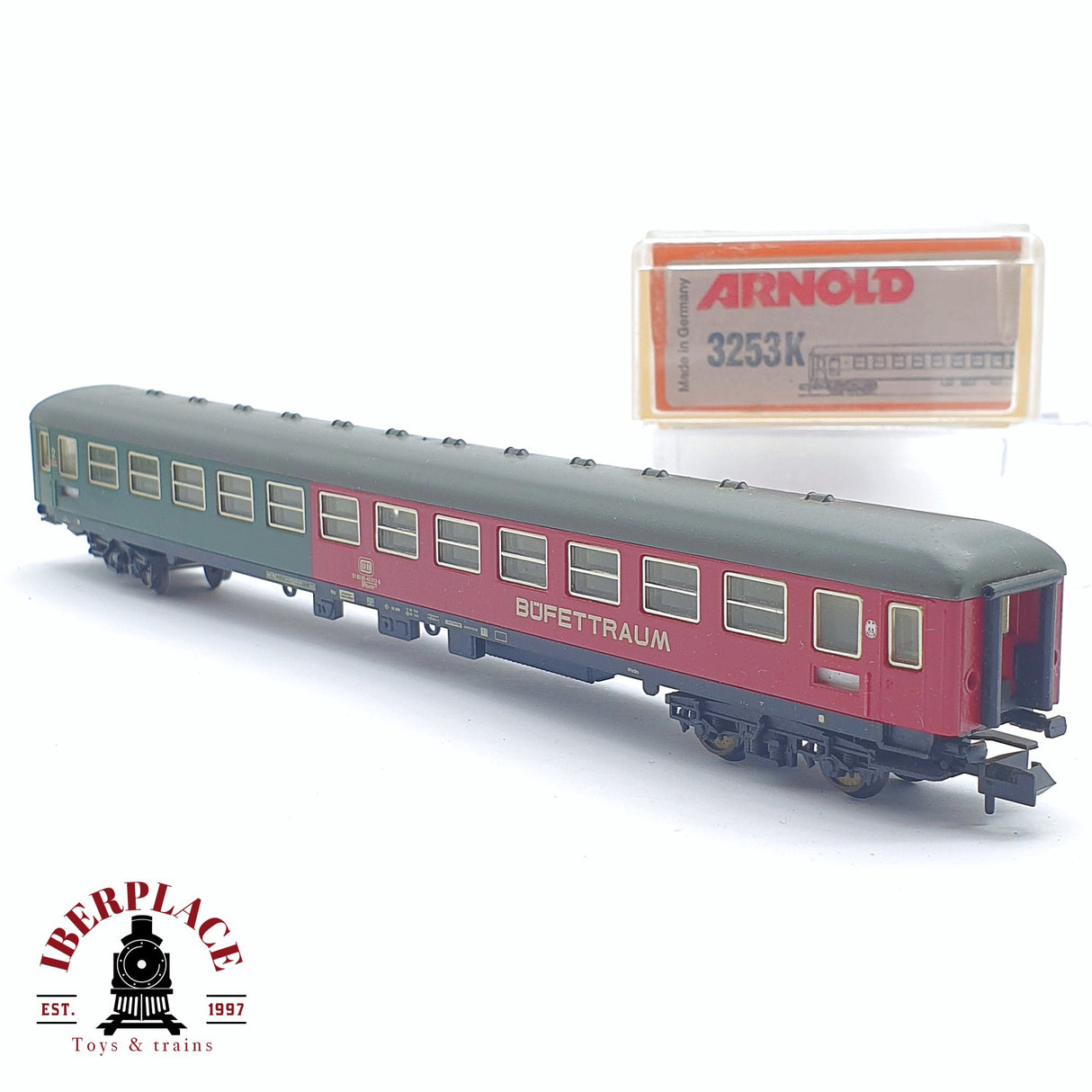 ♻️ 2 mano - Arnold 3253K vagón pasajeros Bufet DB N escala 1:160 TEN04