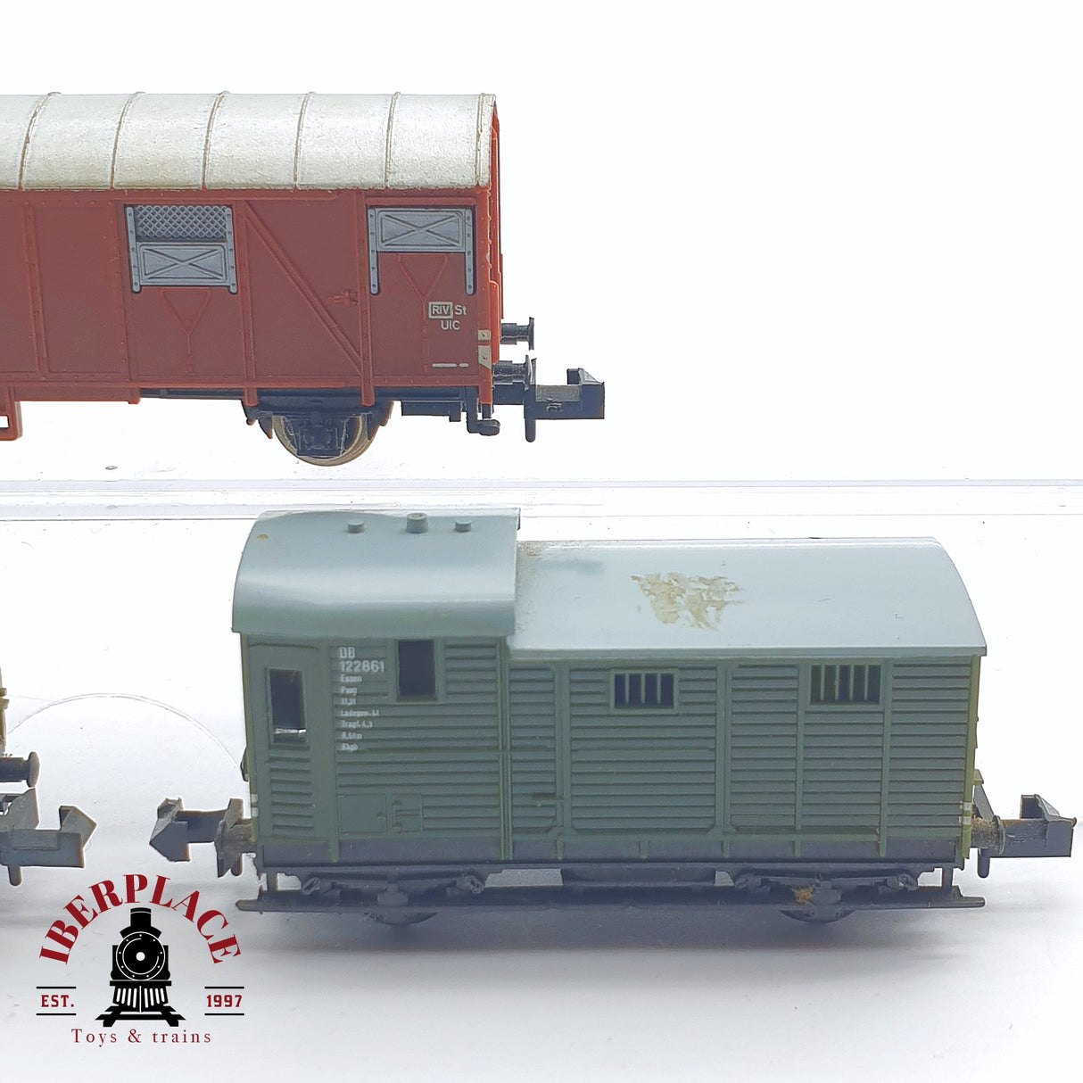 ♻️ 2 mano - 3x Minitrix vagones mercancias cerrados DB N escala 1:160 TEN04