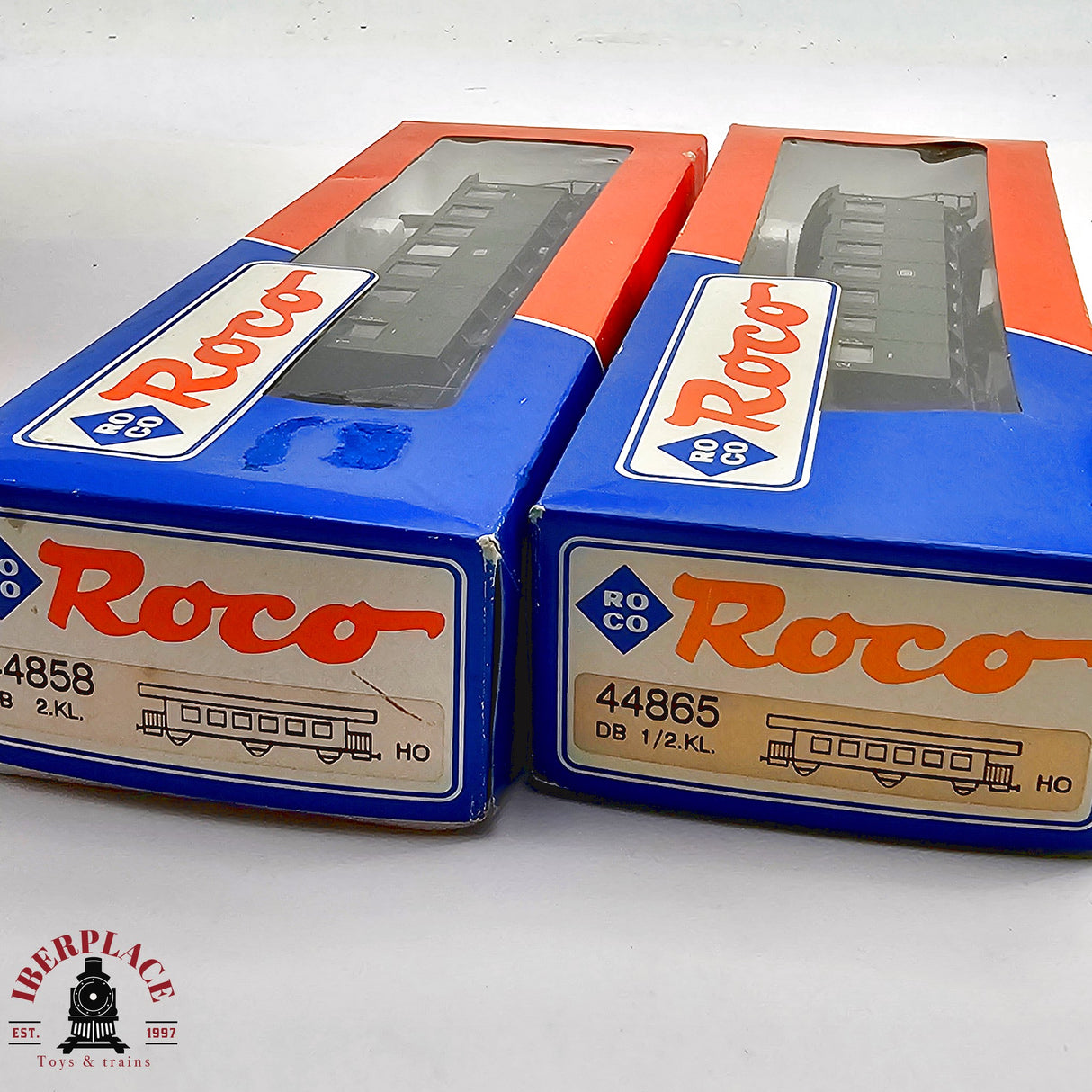 ♻️ 2da mano - RESTAURAR DC Roco 2x vagones pasajeros DB Clase 2 H0 escala 1:87 E13