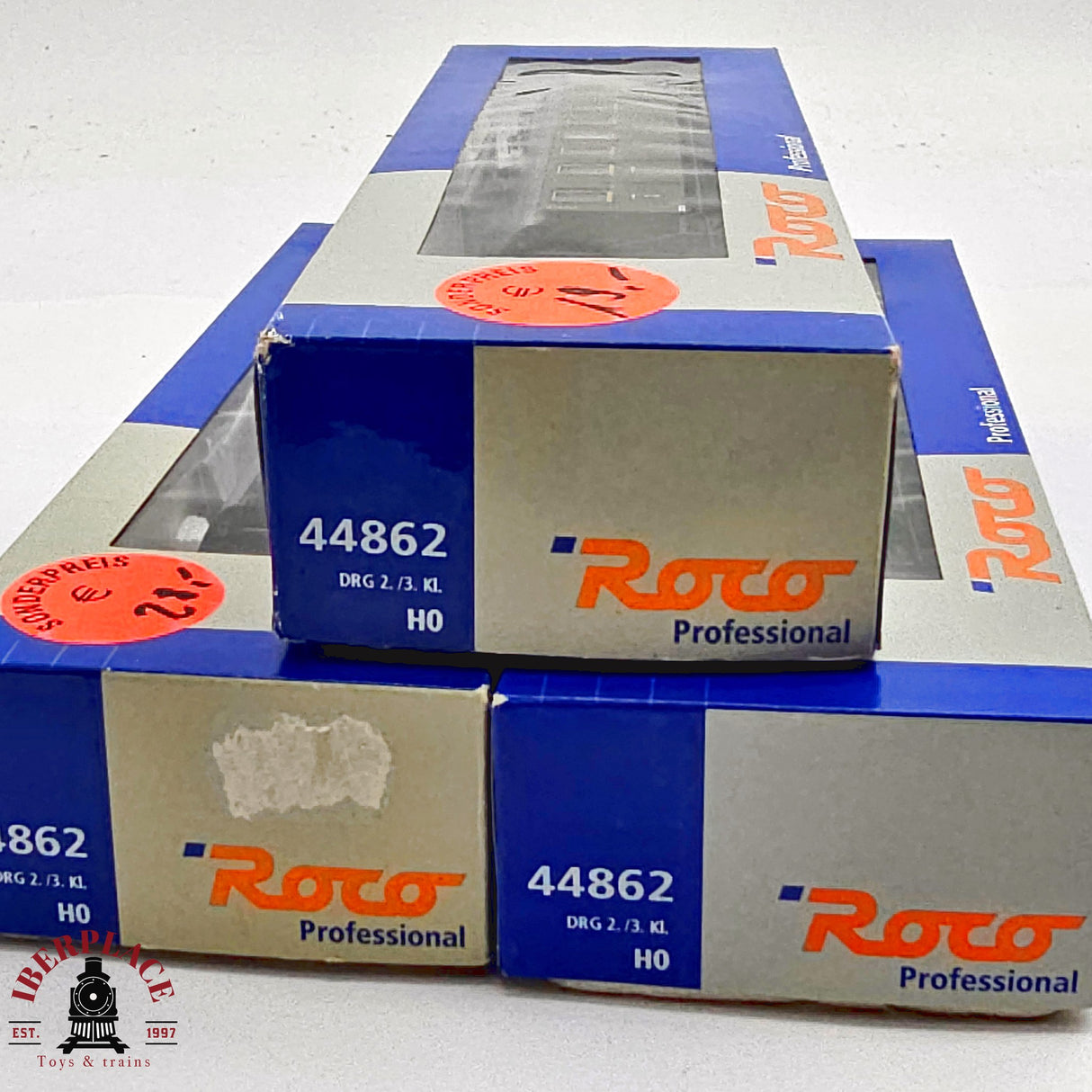 ♻️ 2da mano - DC Roco 3x 44862 vagones pasajeros DRG clase 2-3 H0 escala 1:87 E13
