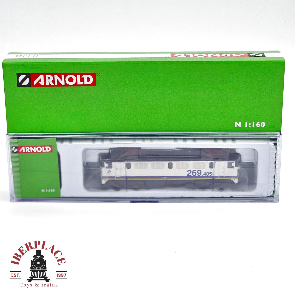 Arnold HN2592S Locomotora Eléctrica RENFE 269.400 blanca Talgo 200 con Decoder de Sonido DCC 1:160 escala N