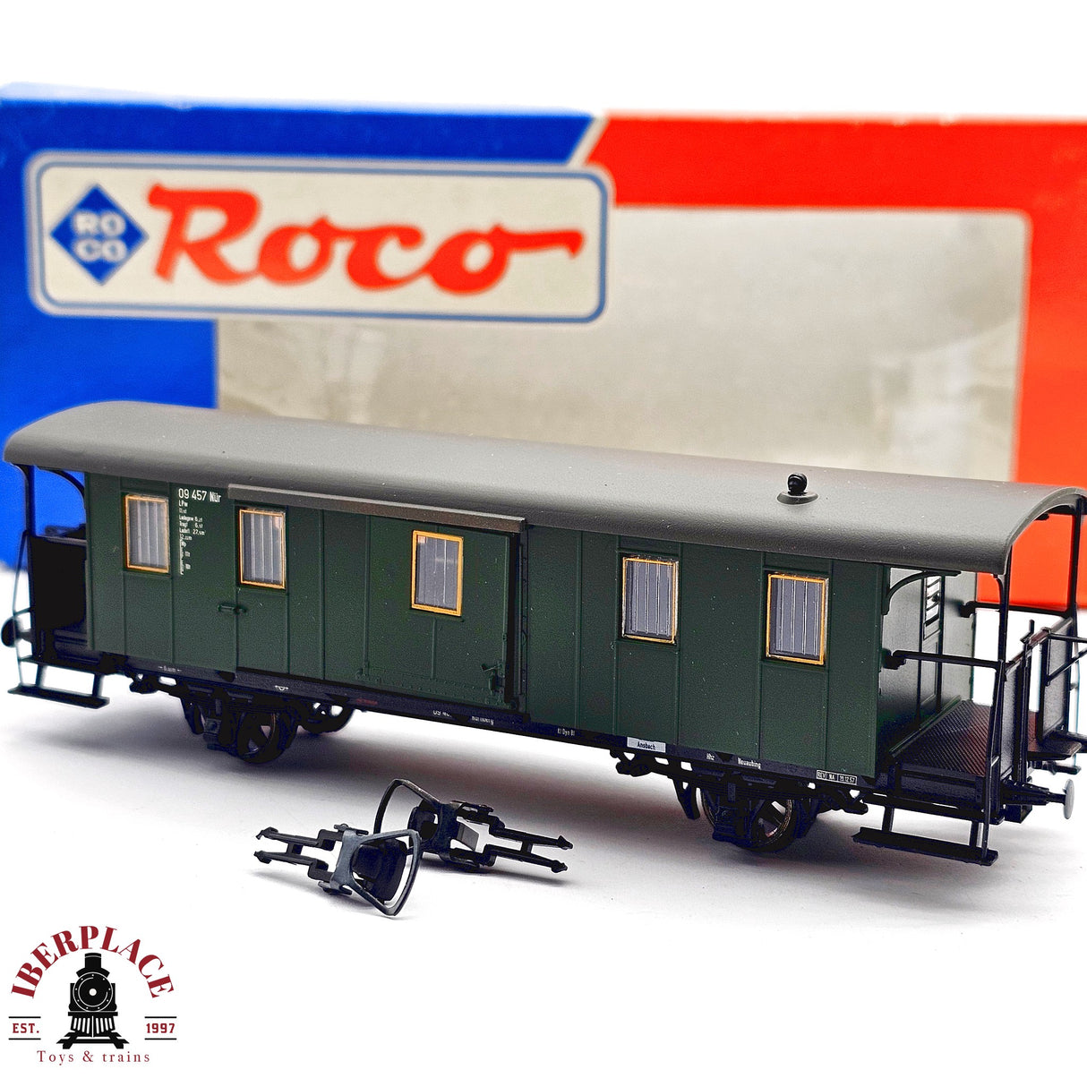 ♻️ 2da mano - DC Roco vagón equipajes 9 457 H0 escala 1:87 E13