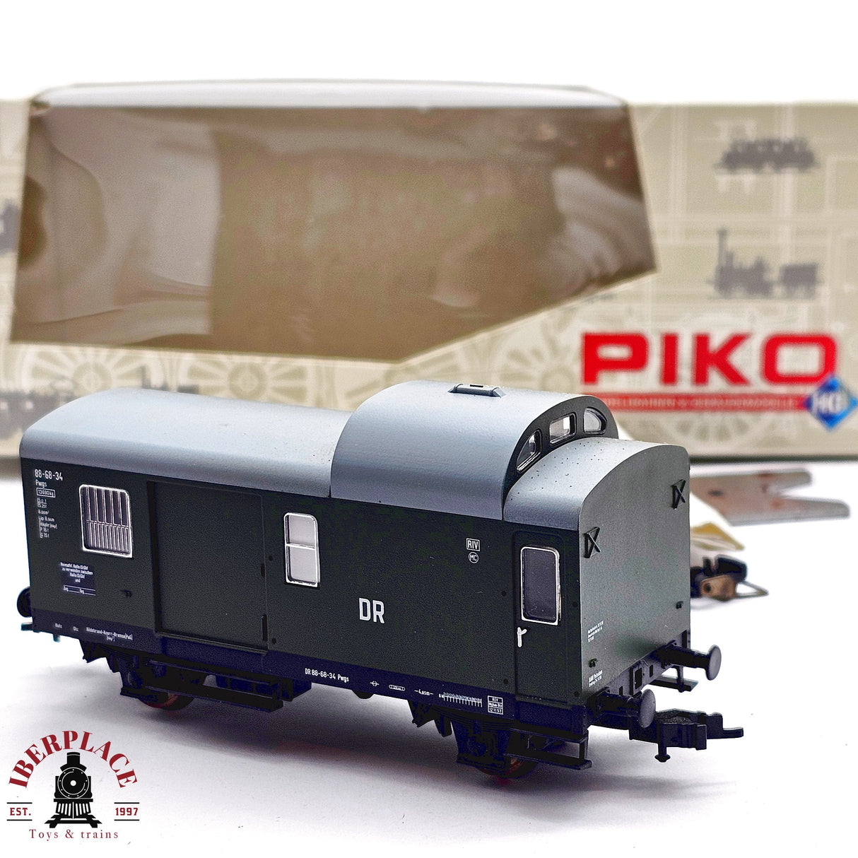 ♻️ 2da mano - DC PIKO 53035 vagón mercancía DR Ep III H0 escala 1:87 E13