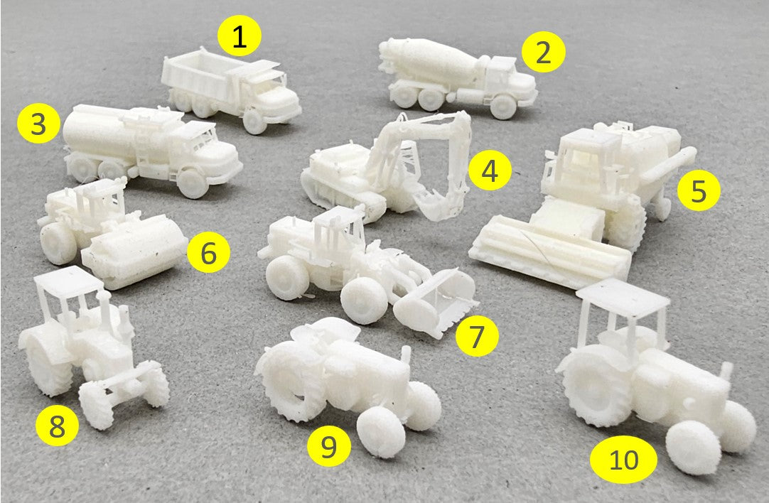 1:220 Vehículos de construcción y agrícolas sin pintar escala Z