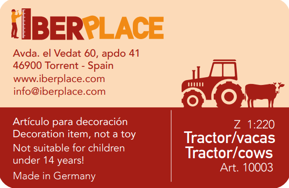 🧨 Liquidación – Z 1:220 escala figuras Iberplace 10003 Tractor vacas