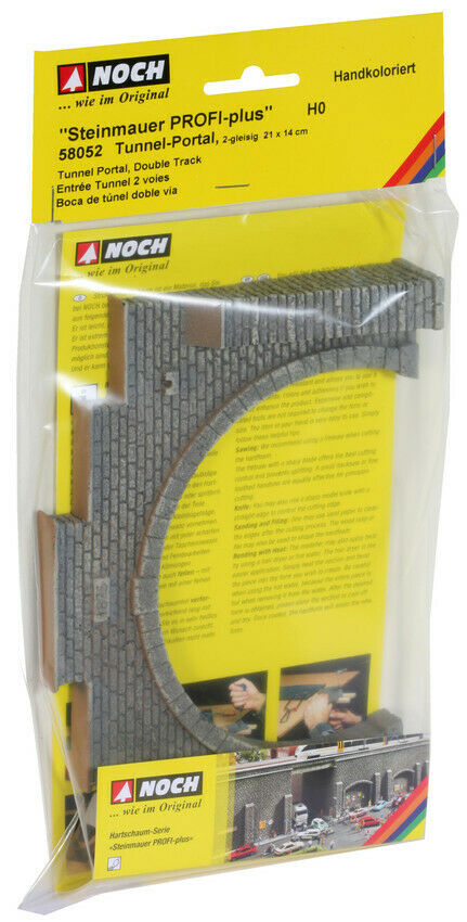 H0 escala 1:87 modelismo maqueta deco scenic Noch 58052 túnel doble via 21x14cm