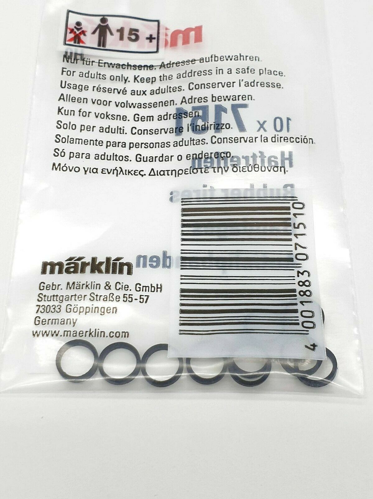 Märklin 7151 H0 escala 1:87 gomas locomotora Set 10x Rubber tires Bandages 5,8mm