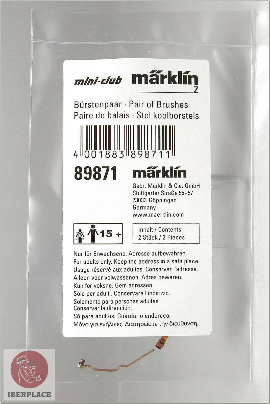 Märklin 89871 escala Z 1:220 pair brushes balais Bürstenpaar cepillos