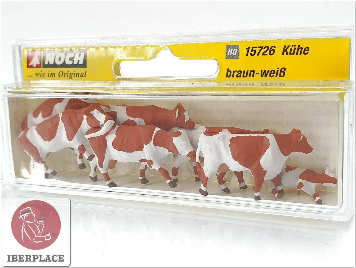 H0 escala 1:87 ho figuras modelismo Noch 15726 vacas marron-blanco