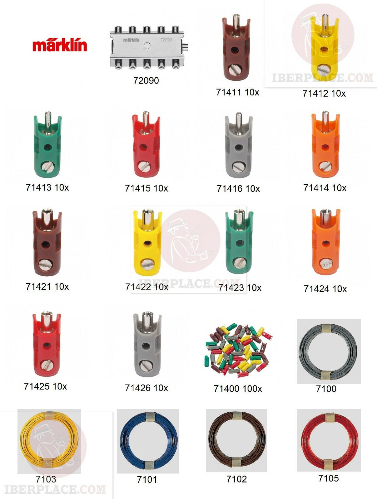 Märklin escala H0 Z ho 1 clavijas manguitos Placa de distribución cable Marklin