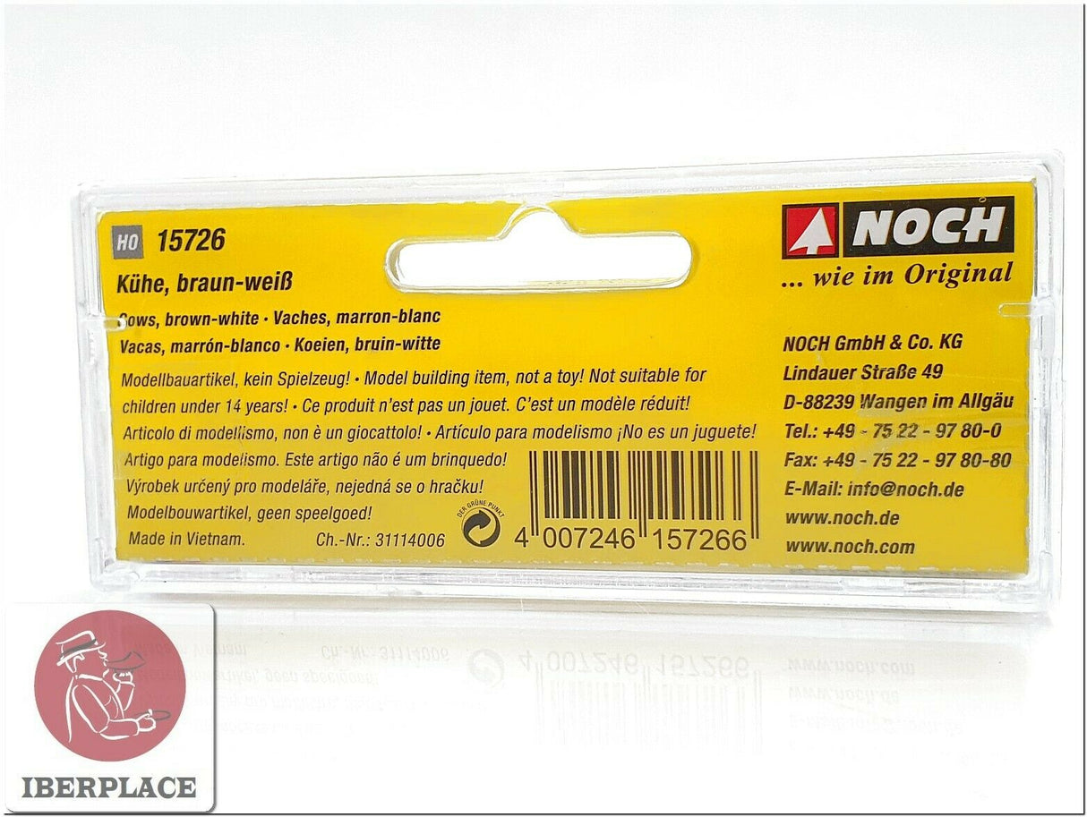 H0 escala 1:87 ho figuras modelismo Noch 15726 vacas marron-blanco