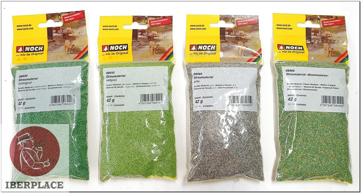 Noch Set scatter material de flocado modelismo diorama landscaping scenery 4x