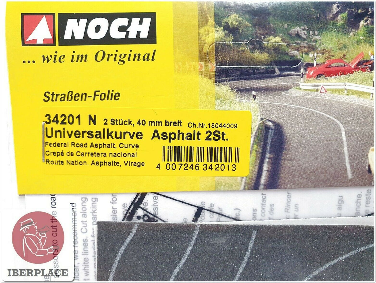 N 1:160 escala figuras modelismo maqueta route asphalt virage 40mm 2x Noch 34201