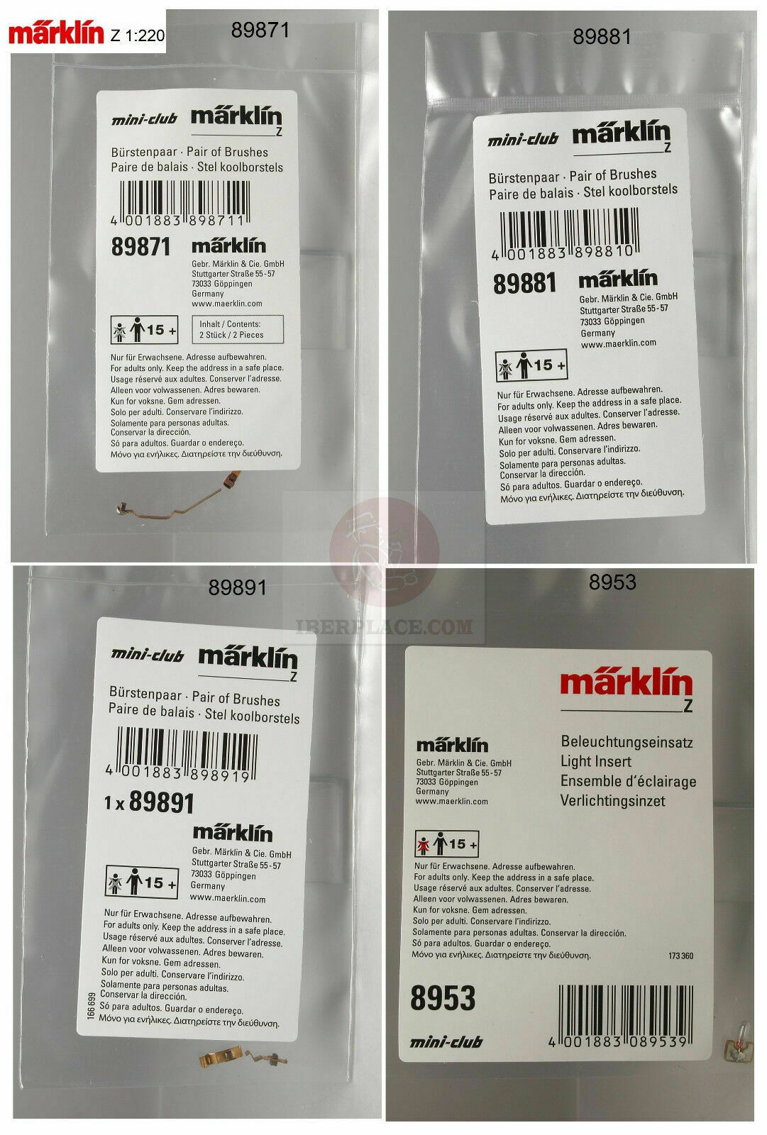 Z 1:220 escala Märklin mini-club locomotives cepillos Brushes recambios repuesto