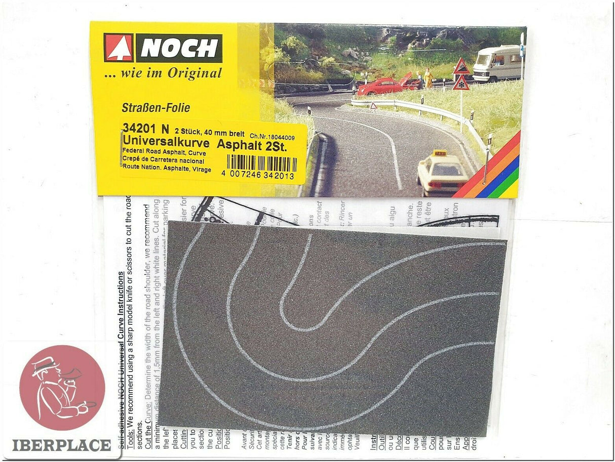 N 1:160 escala figuras modelismo maqueta route asphalt virage 40mm 2x Noch 34201