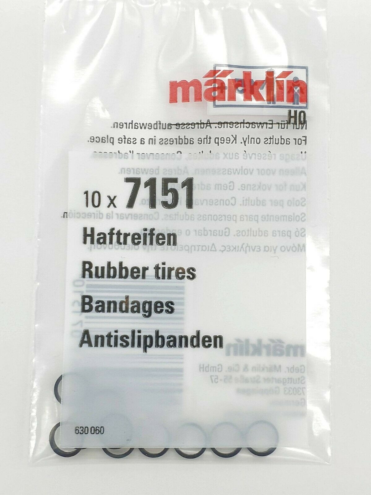 Märklin 7151 H0 escala 1:87 gomas locomotora Set 10x Rubber tires Bandages 5,8mm