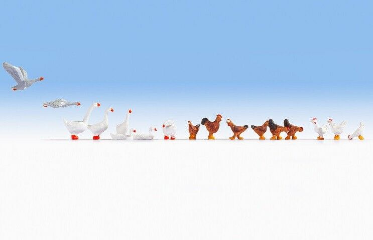 H0 escala 1:87 figuras modelismo maqueta trenes Noch 15772 Gallinas y ocas 17x