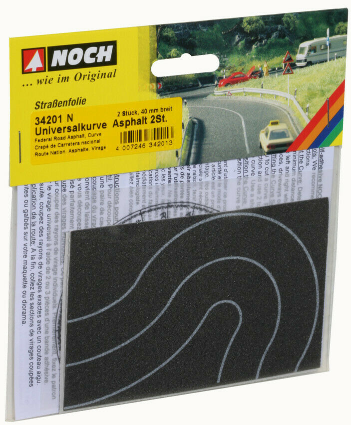 N 1:160 escala figuras modelismo maqueta route asphalt virage 40mm 2x Noch 34201