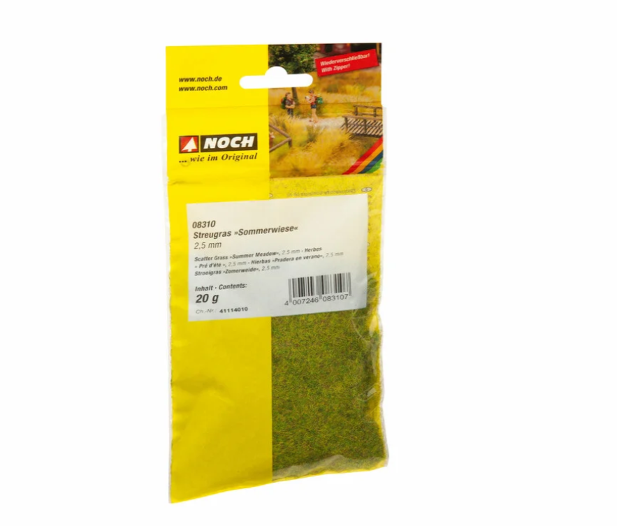 NOCH 08310 Césped Electroestático “Pradera de Verano” – 2,5 mm 20 Gr. para Maquetas de Modelismo Ferroviario