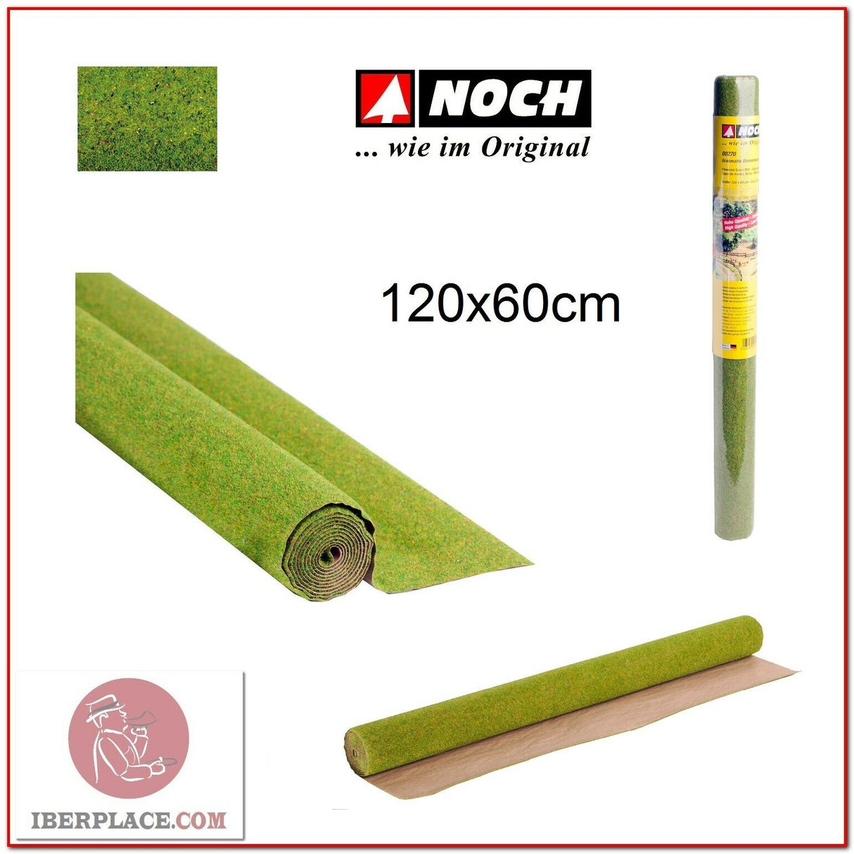 Noch 00270 Tapiz de hierba flores 120x60 varias escalas H0 1:87 N Z