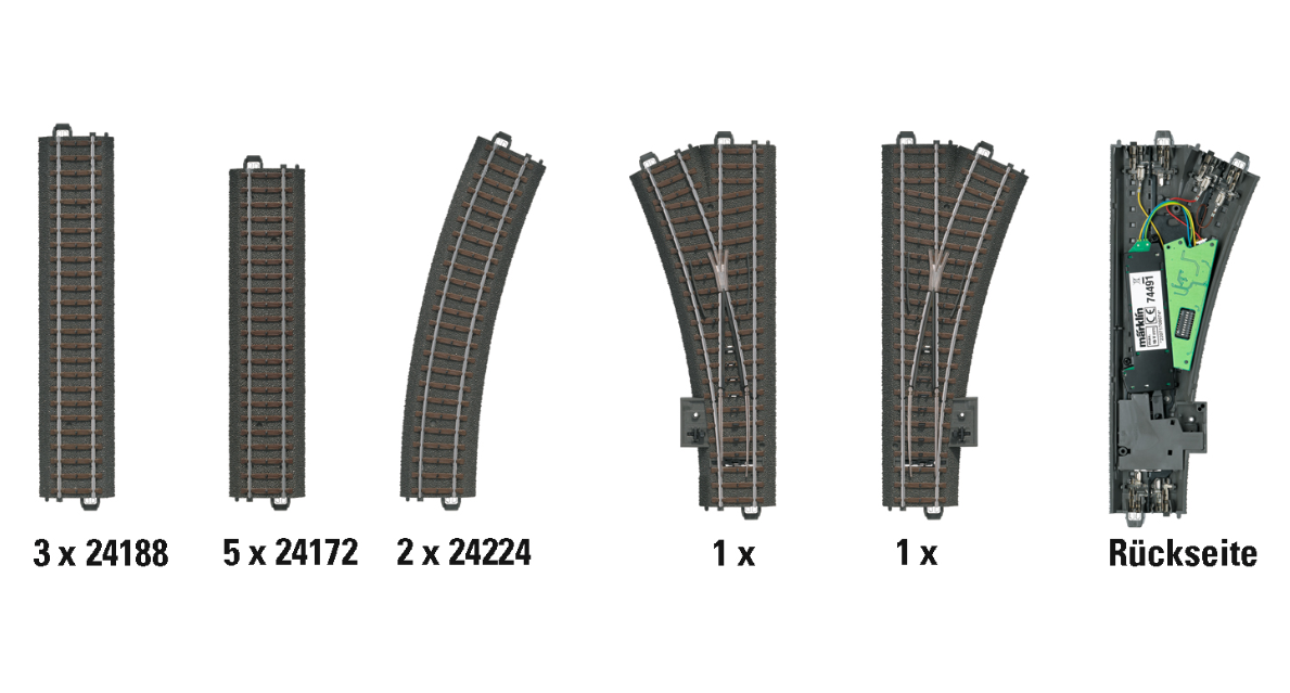 H0 1:87 escala Märklin 24802 Juego de extensión digital C Track D2