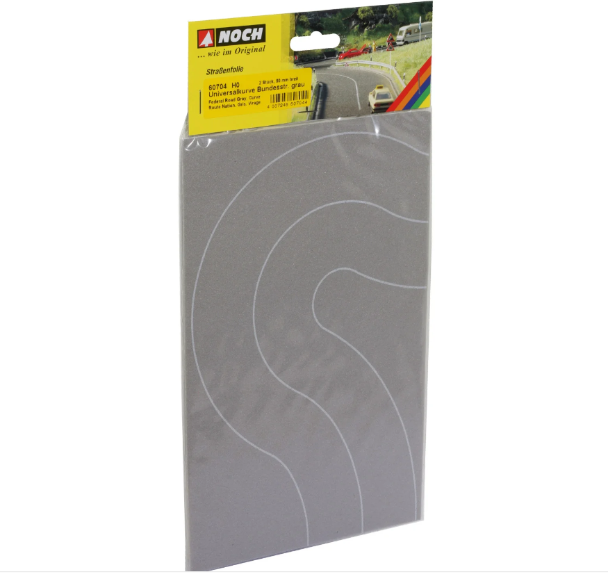 Noch 60704 crepe curva de carretera nacional gris 2 piezas 80mm escala H0 1:87