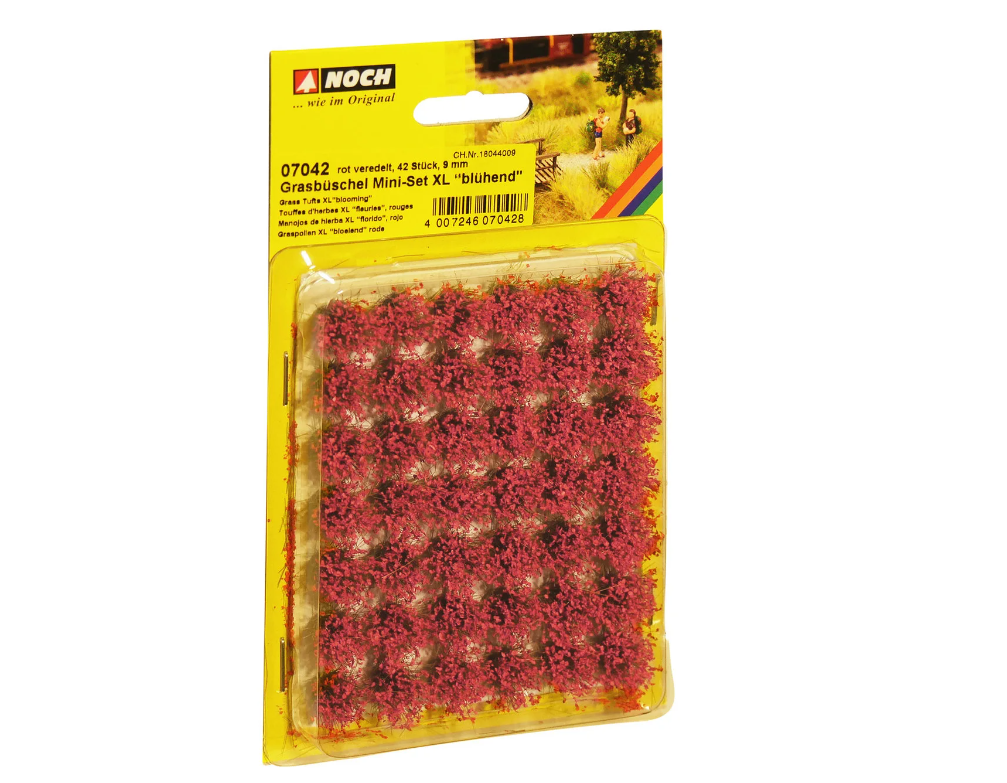 H0 1:87 escala Noch 07042 manojos de hierba florido rojo XL 42 piezas