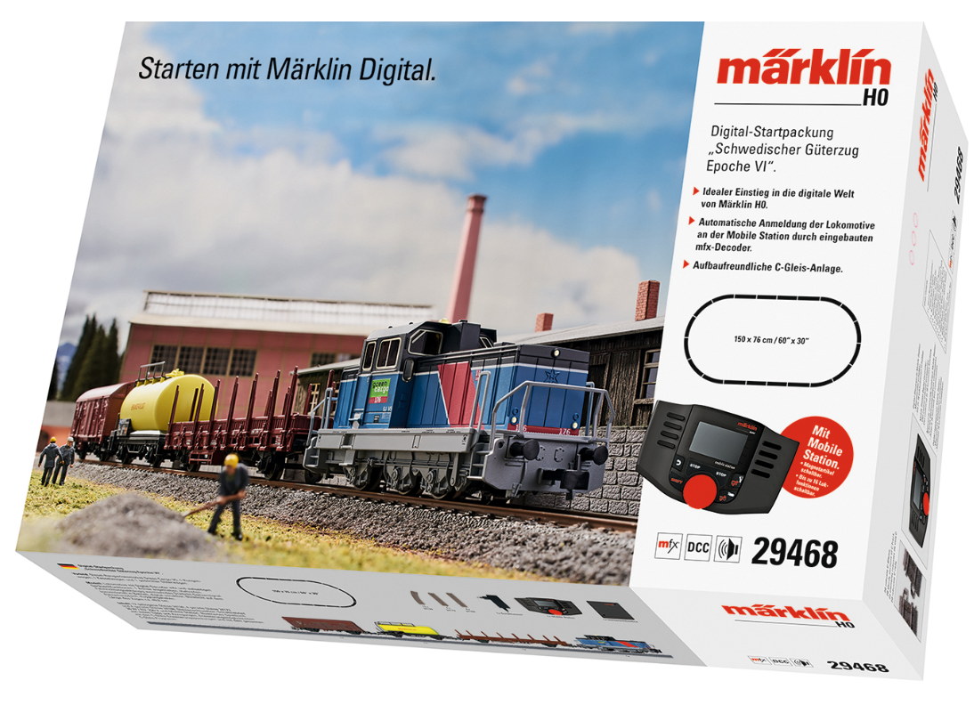 H0 1:87 Märklin 29468 Digital Caja de iniciación en digital "Tren mercancías sueco de la Época VI"