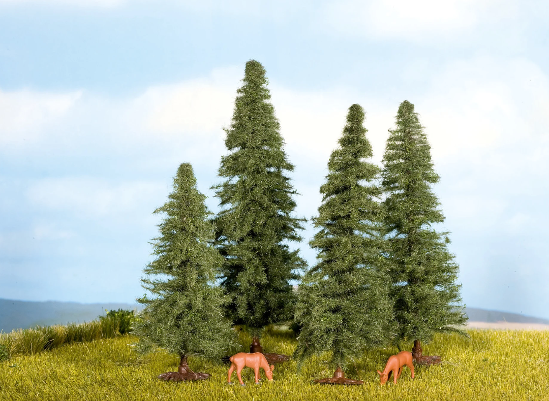 H0 1:87 escala Noch 25432 Abetos verdes 4 piezas 4 - 8 cm