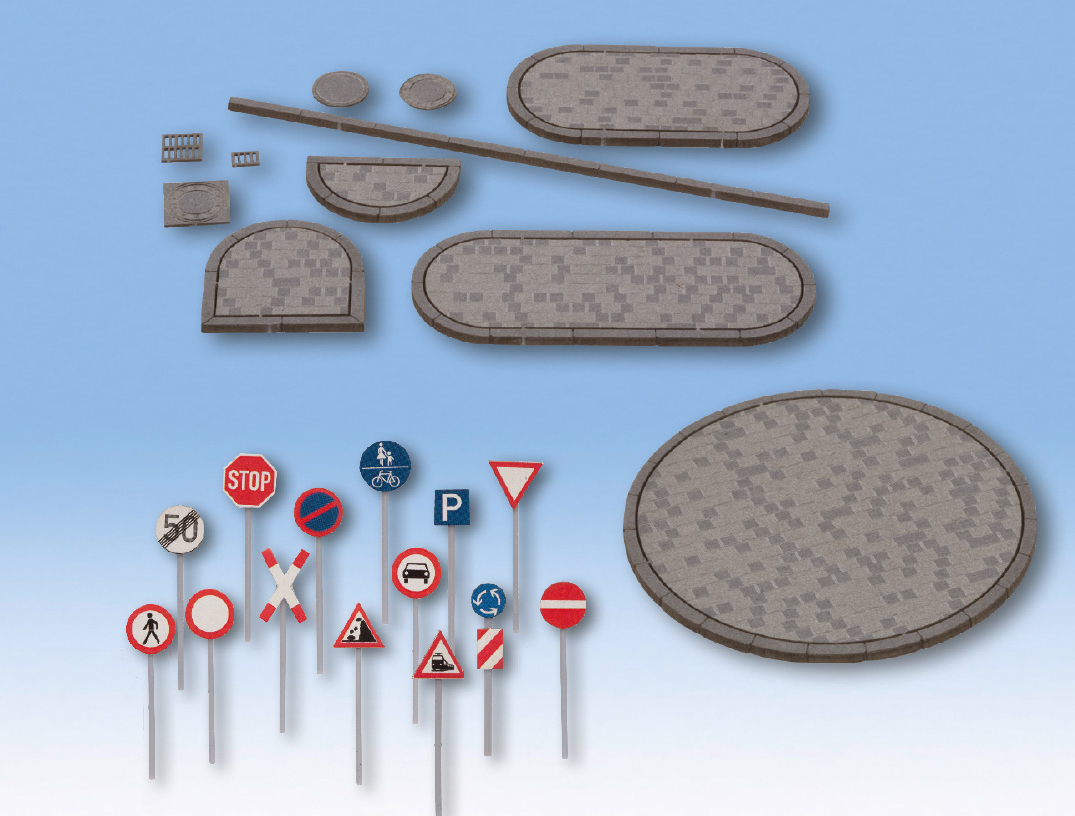 Noch 60525 aceras con señales de transito H0 escala 1:87 ho 00