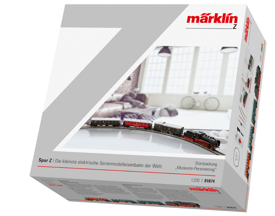 Z 1:220 Märklin 81874 Caja de iniciación "Tren de viajeros de museo" con locomotora de vapor BR 24.