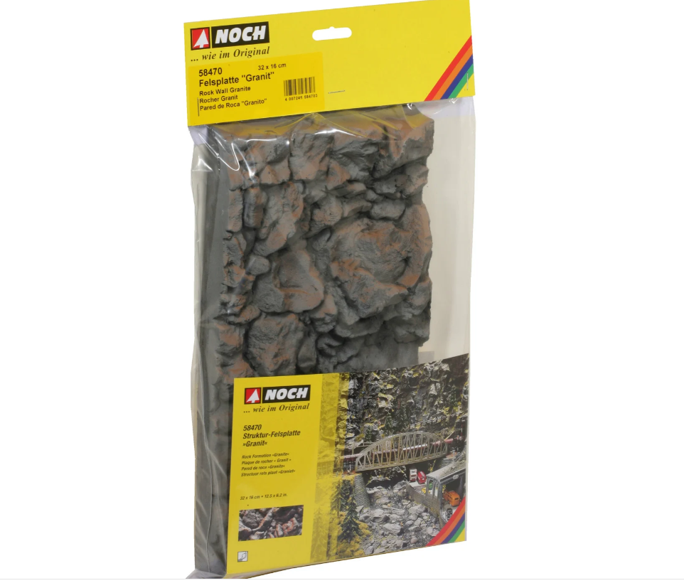 H0 1:87 escala Noch 58470 Pared de roca granito para decoración 32x16x12.6