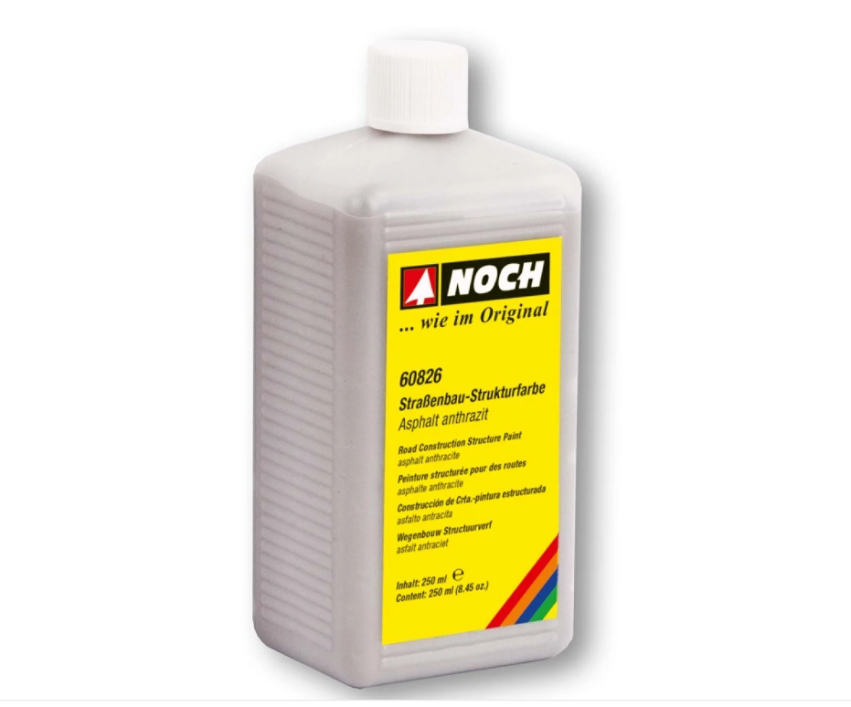H0 1:87 escala Noch 60826 Pintura de textura para la construcción de carreteras asfalto antracita