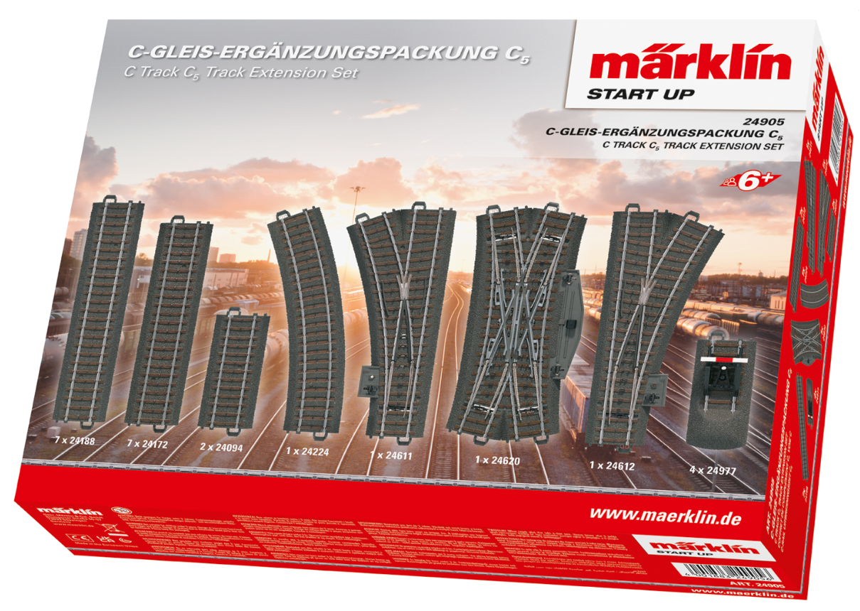H0 1:87 escala Märklin 24905 Juego de extensión de vías C5 C