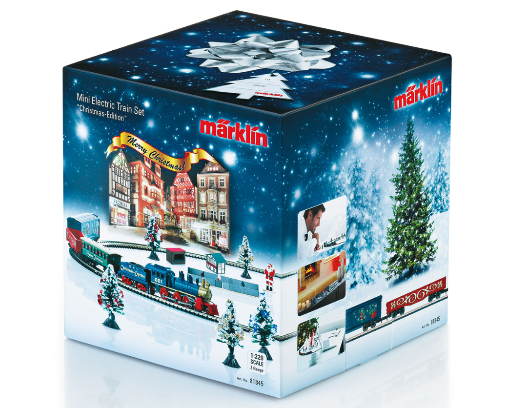 Z 1:220 Märklin 81845 Caja de iniciación de Navidad. Tren mercancías a vapor con circuito ovalado de vías
