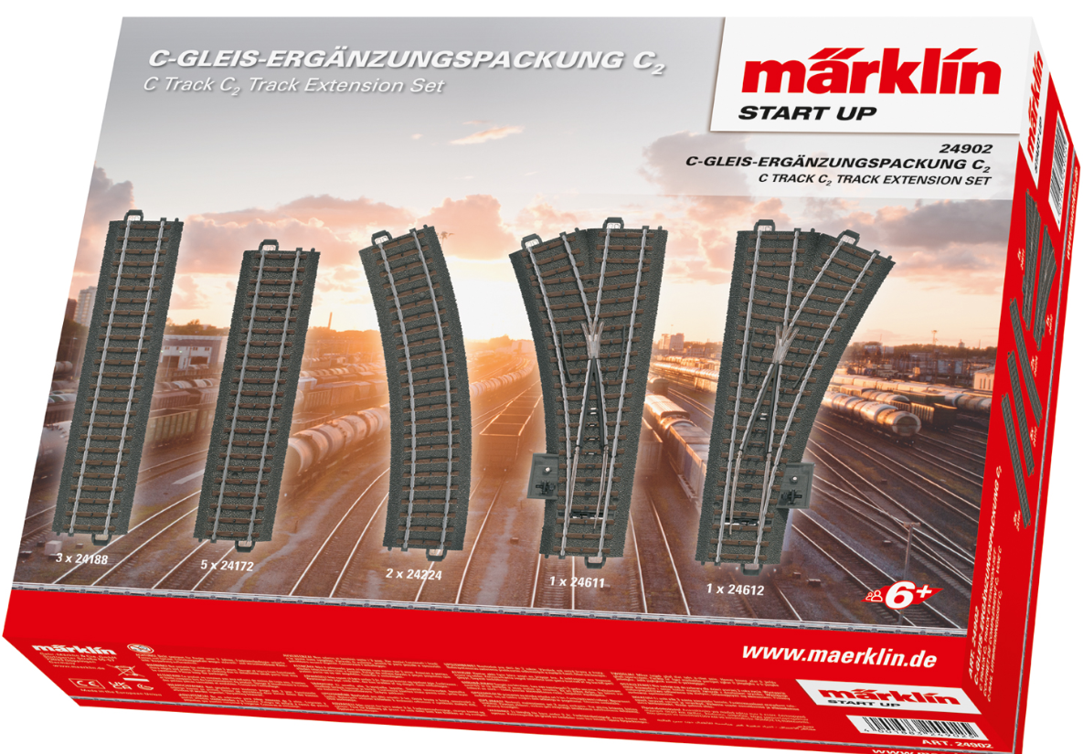 H0 1:87 escala Märklin 24902 Juego de extensión de vias C2 C