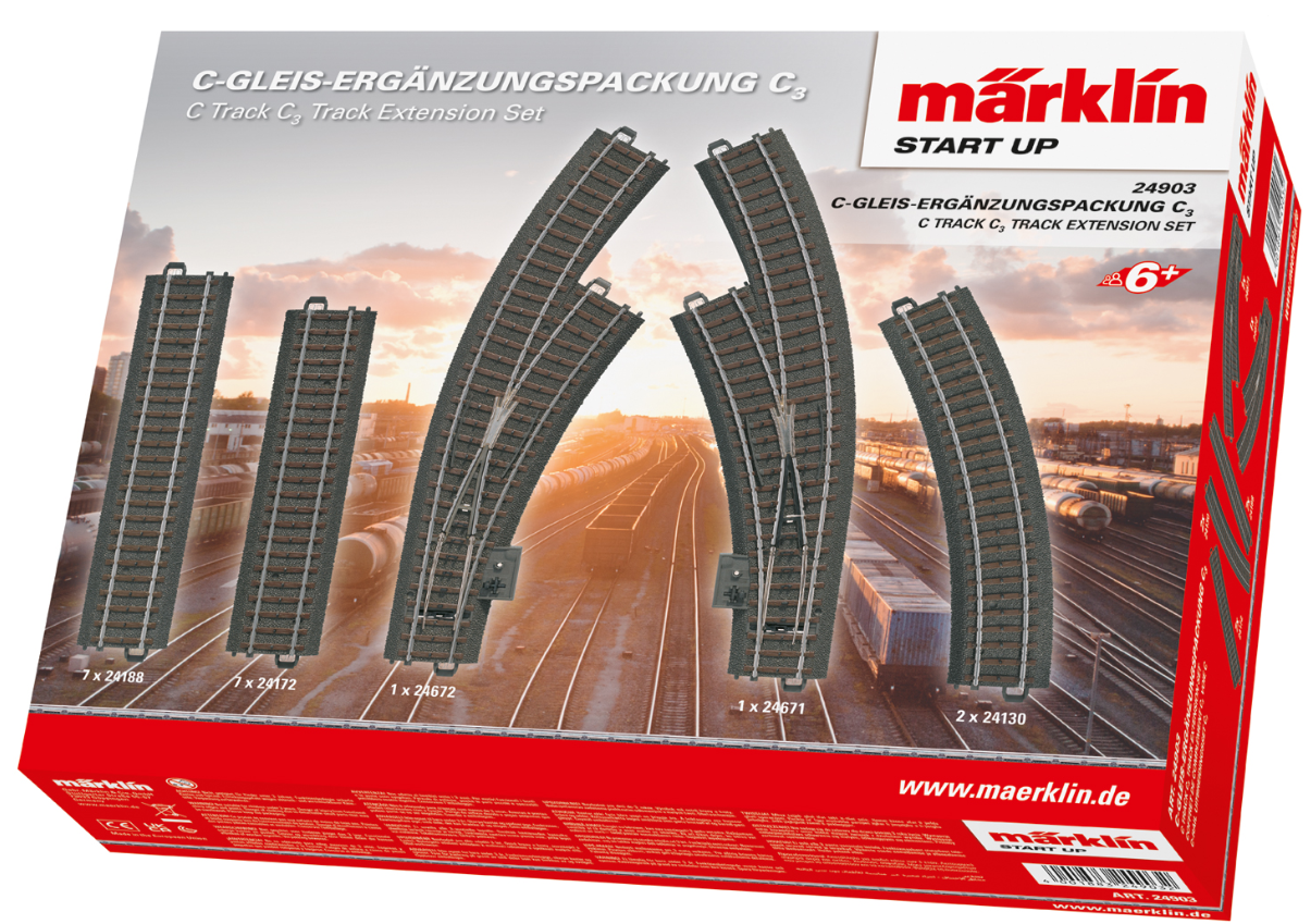 H0 1:87 escala Märklin 24903 Juego de extensión de vías C3 C
