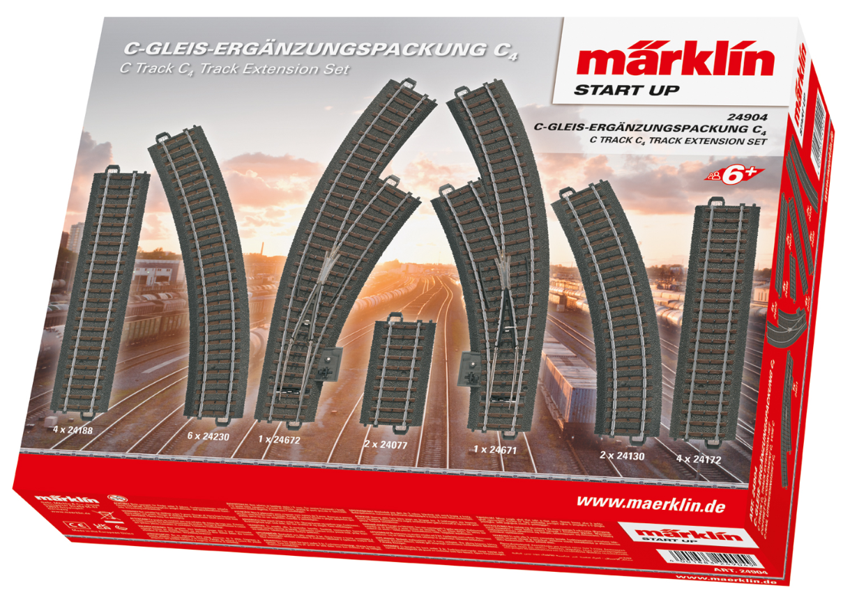 H0 1:87 escala Märklin 24904 Juego de extensión de vías C4 C