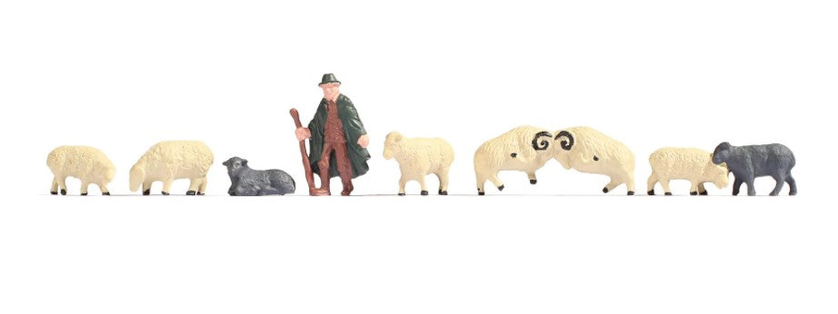 H0 escala 1:87 ho figuras modelismo maqueta Noch 18210 Pastor y ovejas