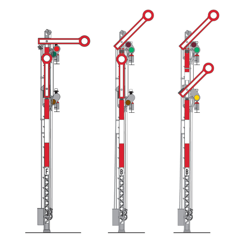 H0 1:87 escala Märklin 70412 Señal absoluta con poste de celosía Semáforo