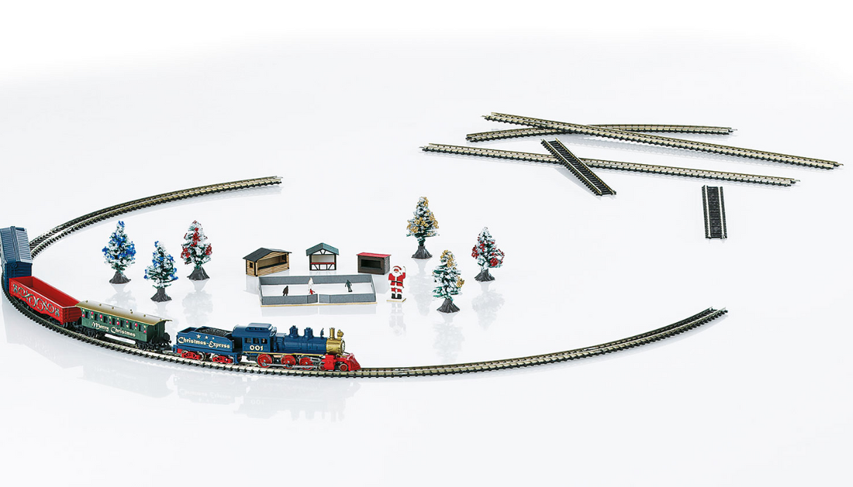 Z 1:220 Märklin 81845 Caja de iniciación de Navidad. Tren mercancías a vapor con circuito ovalado de vías