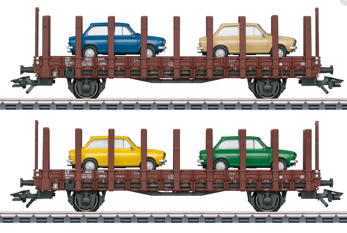 H0 1:87 escala Märklin 46404 Set de vagones de plataforma "DAF 66" NS