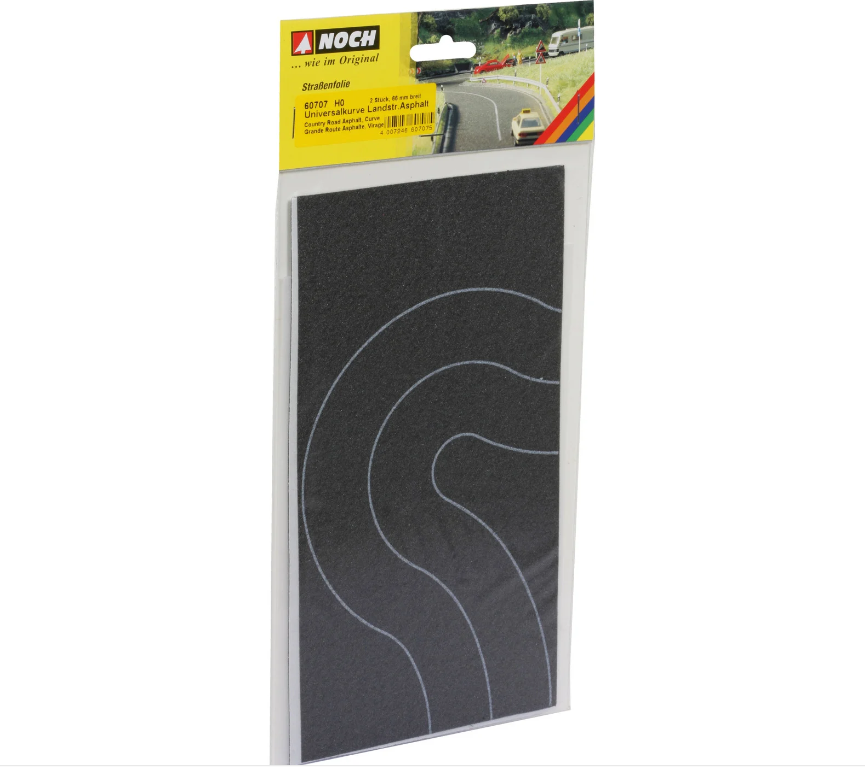 H0 1:87 escala Noch 60707 Carretera rural Curva universal 2 piezas 66mm ancho