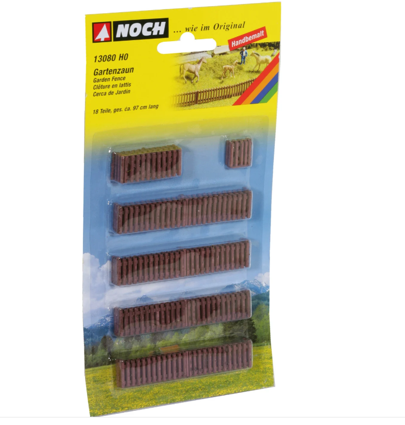 H0 1:87 escala Noch 13080 cercas de jardin 18 piezas 97 cm de largo